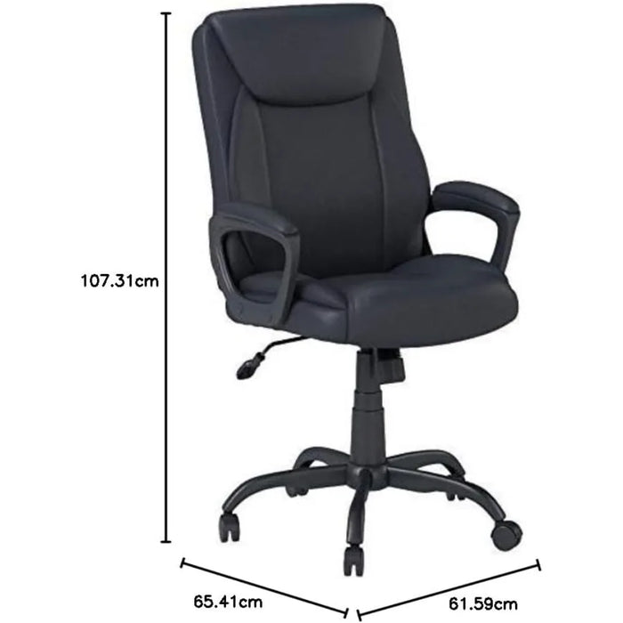 26"D X 23.75"W X 42"H Office Chairs Basics Classic PU Padded Mid-Back Office Computer Desk Chair With Armrest Black Furniture