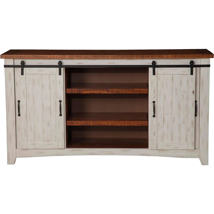 Martin Svensson Home Taos 70" TV Stand | Antique White & Aged Distressed Pine