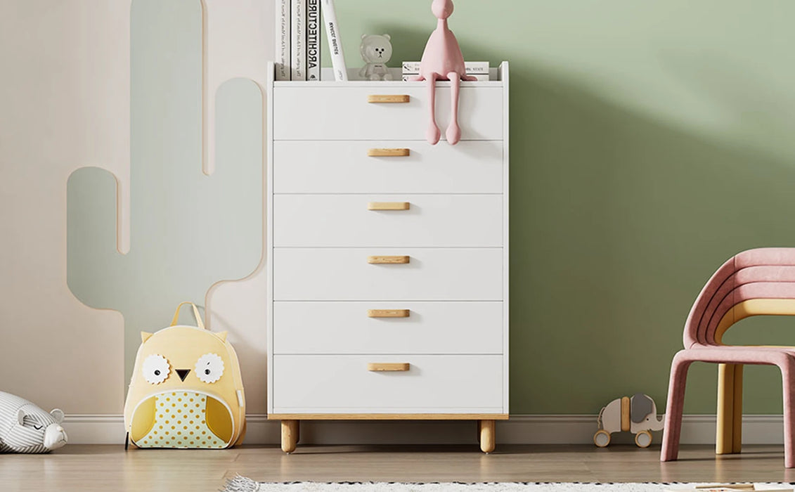 Modern Simple Style White Modern Six-Drawer Chest for Bedroom, Living Room Dressers for Bedroom Furniture Vanity Table