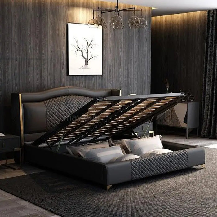 Storage Queen Upholstered Wedding Bed For Large Family Villa Simple Modern Hotel Apartment Household Soft Double Bed Bedroom Set