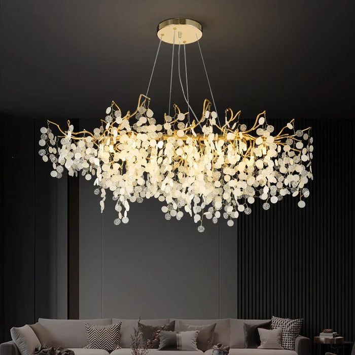 Branch-shaped American luxury crystal ceiling chandelier modern glossy living room indoor bedroom hall tree-shaped chandelier
