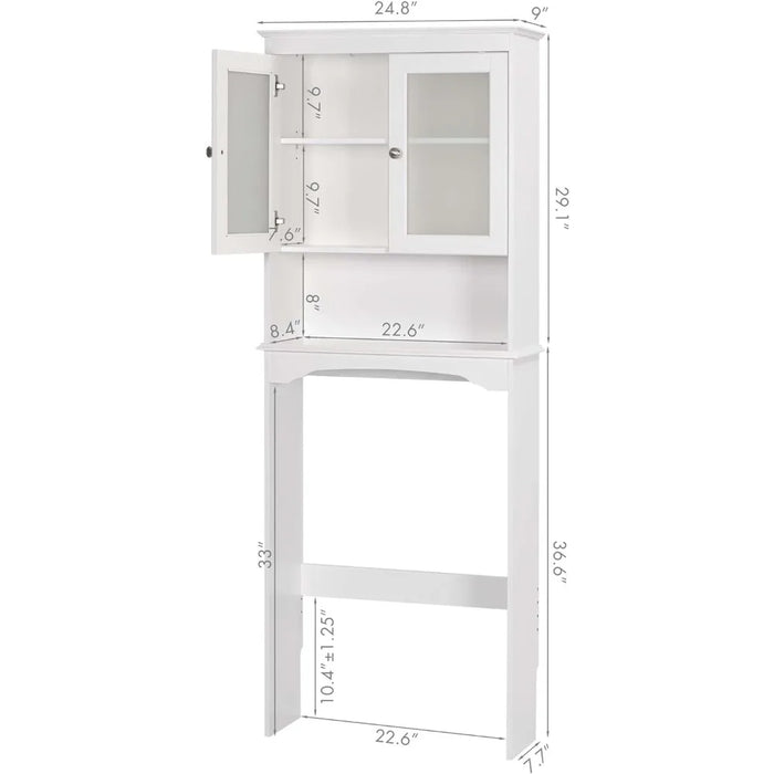 Above Toilet Storage Cabinet With Glass Doors Bathroom Organizer and Storage White Home Furniture Accessories Cabinets Shelf