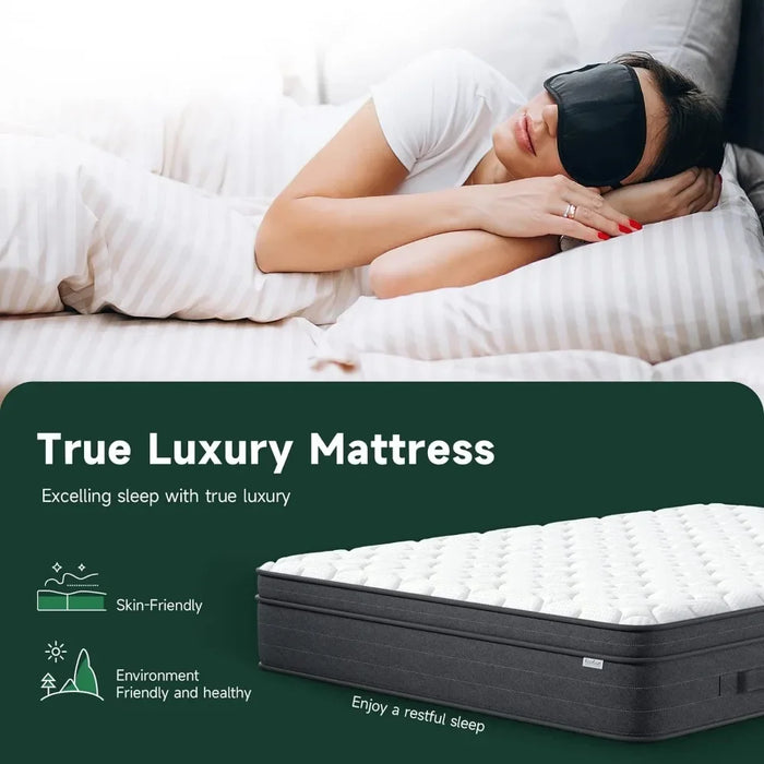 Queen Size Mattress Medium Firm Feel Mattresses Bedroom Bed 12 Inch Hybrid Queen Mattress in a Box 120-Night Trial Freight Free