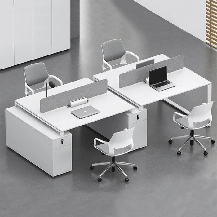 Employee Simplicity Office Desks Combination Modern White Screen Office Desks Storage Wood Escritorios Work Furniture QF50OD