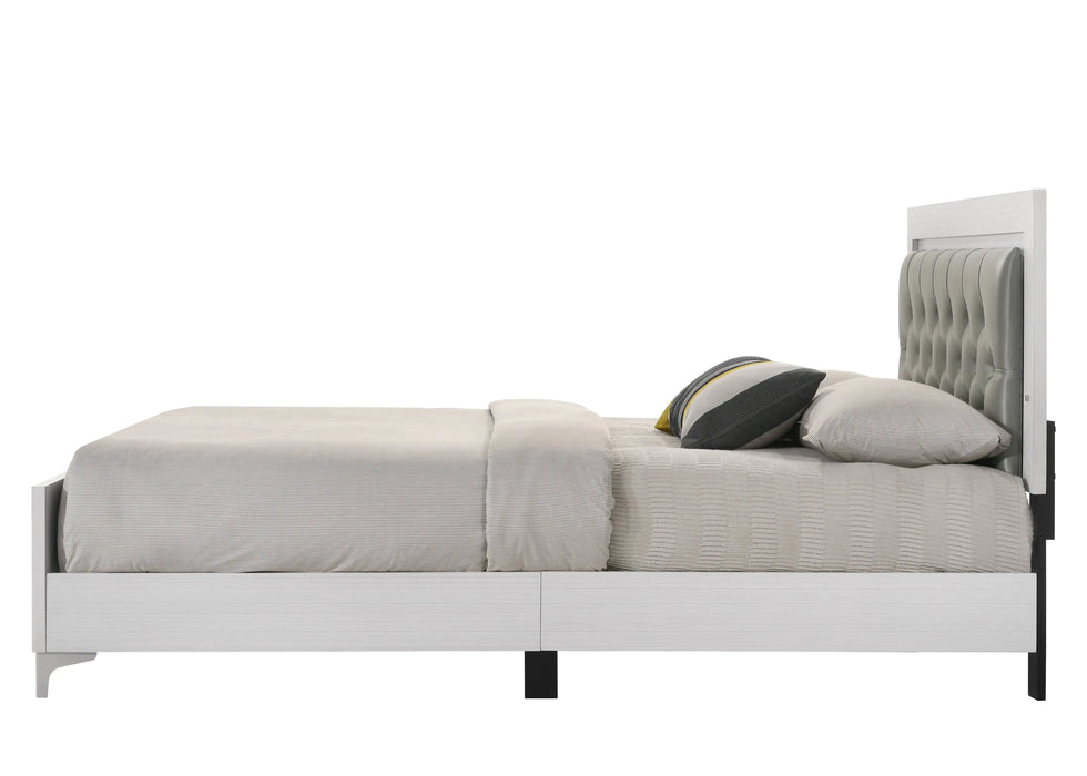 ACME Casilda Queen Bed w/LED in Gray PU & White Finish