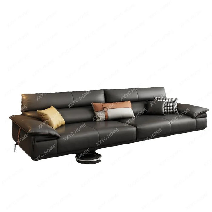 Leather Sofa First Layer Cowhide Modern Living Room Nordic Light Luxury Straight Row Leather Sofa