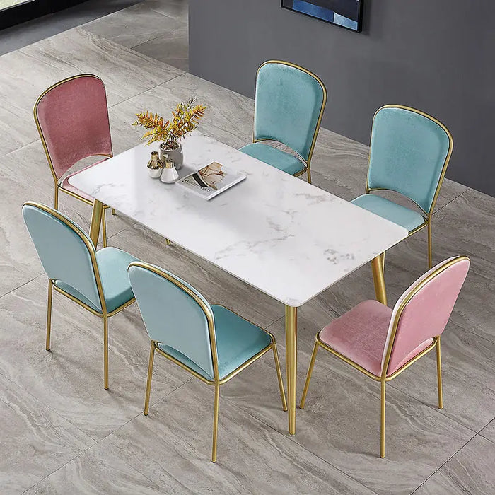 Nordic style marbledining table and chair  combination small apartment modern simple rectangular casual dining table طاولة قهوة