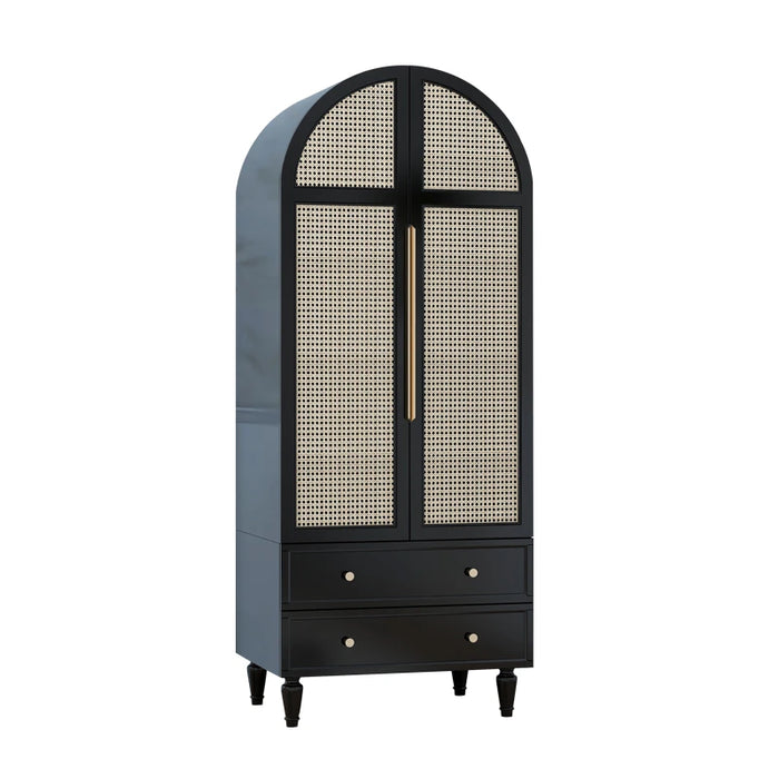 Solid wood two-door wardrobe cloakroom large-capacity storage wardrobe with opposite doors and high cabinets agains
