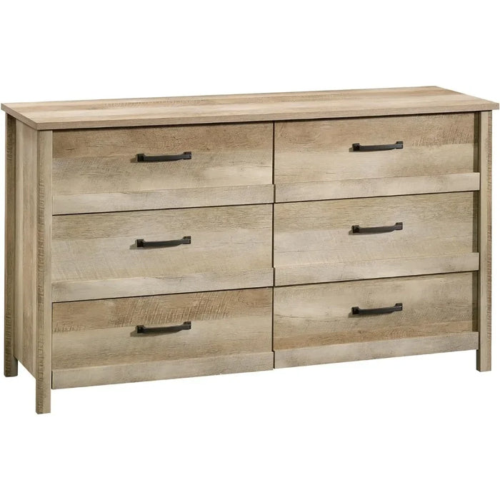 Cannery Bridge 6-Drawer Dresser Vanity Desk Lintel Oak Finish Dressers for Bedroom Furniture Toiletries Toilet Furniture Makeup