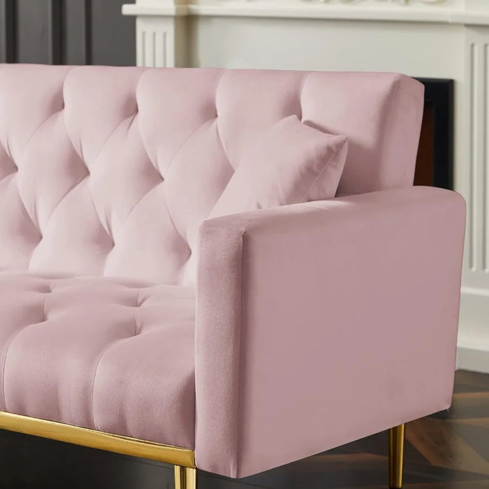 Lifeand Convertible Folding Futon Bed,Sleeper Sofa Couch for Compact Living Space, Pink
