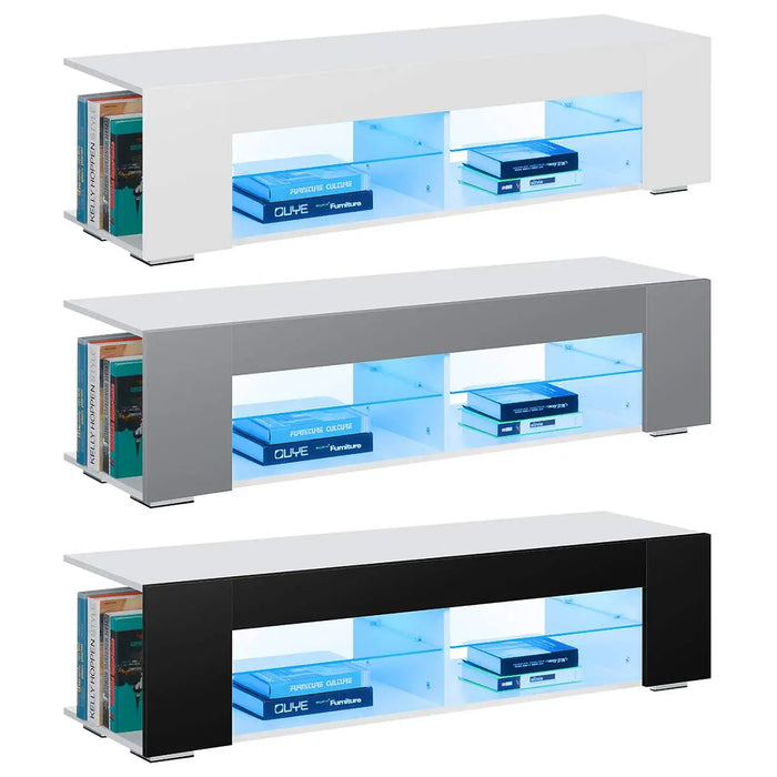 Modern TV Stand High Gloss Bookshelves With LED Light 4-Shelf Console Cabinet Home Office TV bracket Living Room Furniture