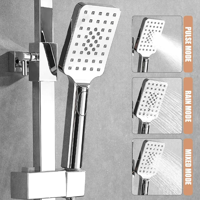 Digital Chrome Shower Set Faucet Bathroom Hot Cold Mixer Rain System Wall Mount Full Kit Bath Tap Bathtub Silver Luxury Bidet