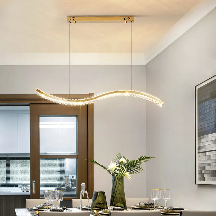 Modern Luxurious Living Room Chandeliers Wavy Crystal Chandelier Dining Room Kitchen Bedroom Pendant Lamp Design Hanging Light