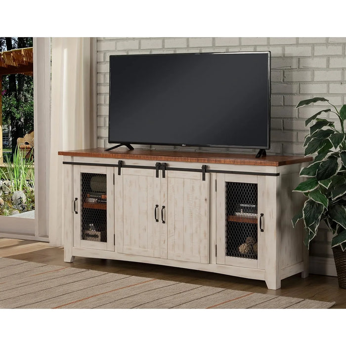 Martin Svensson Home Taos 70" TV Stand | Antique White & Aged Distressed Pine