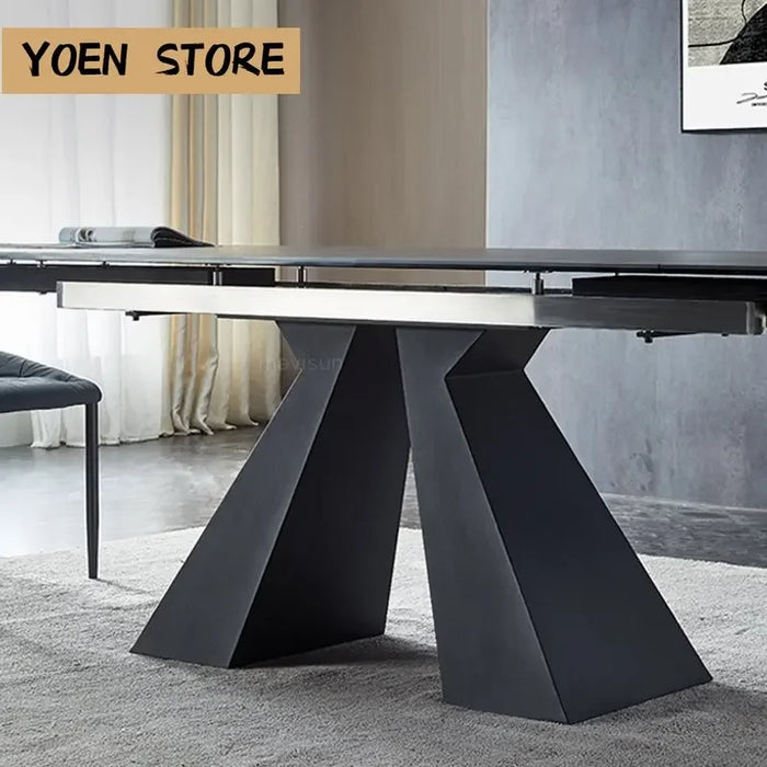 Multifunctional Large Home Family Concise Kitchen Furniture Italian Marble Top Folding Table For Villa Dining Room Visitor