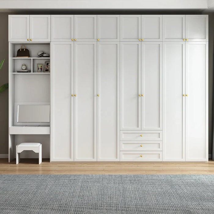Nordic luxury wardrobe Modern simple and economical bedroom wooden lockers Customizable wardrobe combination of four or six door