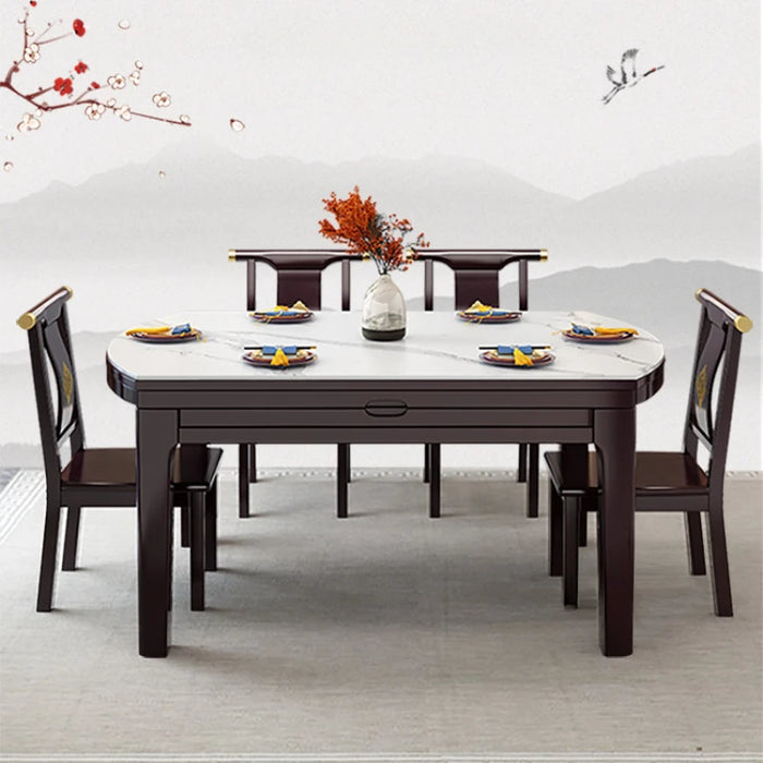 Chinese Style Eating Dining Table Induction Household Telescopic Dual Use Dining Table Set Mesa Comedor Kitchen Furniture QF50DT