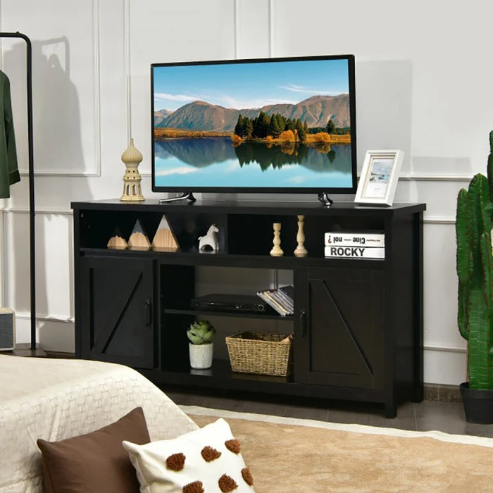 59 Inch TV Stand Media Center Console Cabinet with Barn Door for TV's 65 Inch Storage Table for Living Room Bedroom