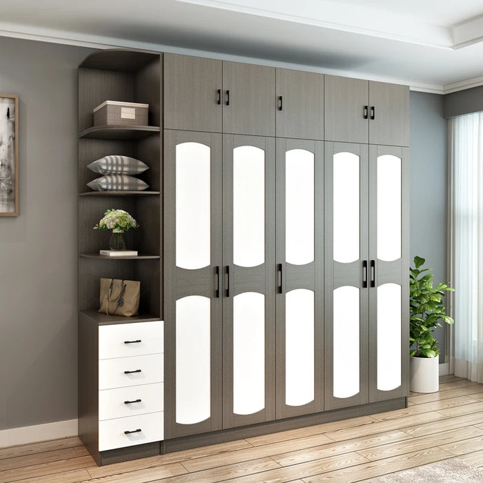 Nordic wardrobe simple modern economic assembly bedroom cabinet solid wood overall combination 2345 large wardrobe