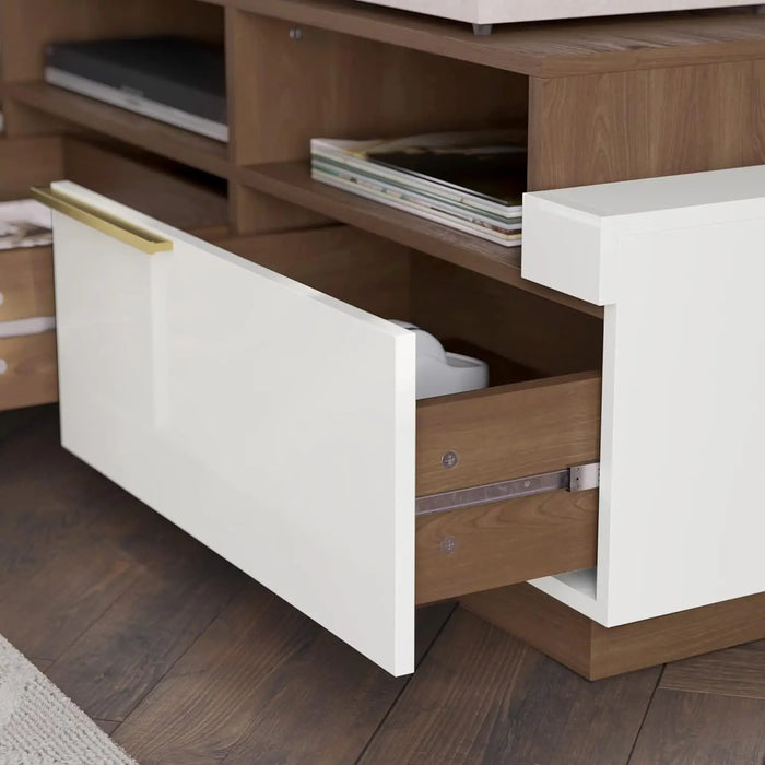 TV Stand for TV up to 70",  with Open Shelves and Drawers, Media Console Table, Storage Cabinet for Living Room, Bedroom (White)
