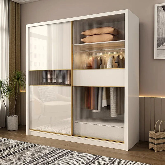 Wooden Entry Wardrobe Clothes Oganizers Simple Modern Bedroom Nordic Wardrobe White Women Sliding Door Penderie Home Furniture