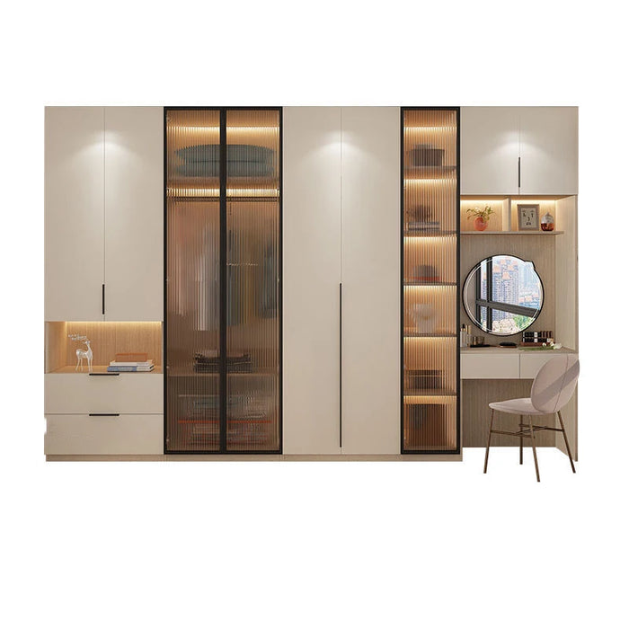 Minimilist Bedroom Wardrobe Glass Transparent Vertical Vanity Storage Organizer Multi Layer Closet Elegant Rangement Furniture