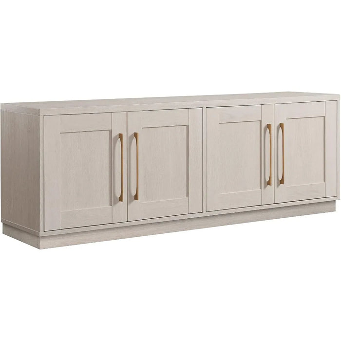 Minimalist TV cabinet, living room floor standing TV stand with two double door storage cabinets, 68 inches wide, white