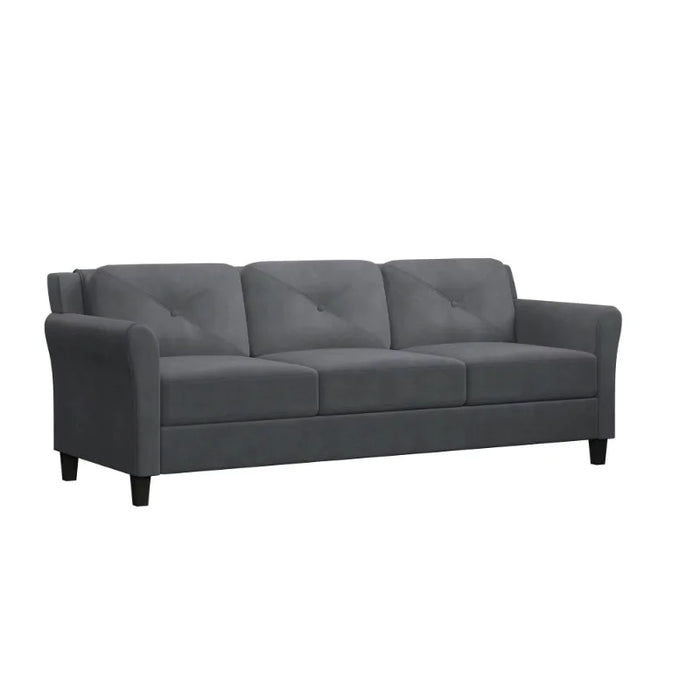 Lifestyle Solutions Taryn Sofa with Rolled Arms, Dark Gray Fabric