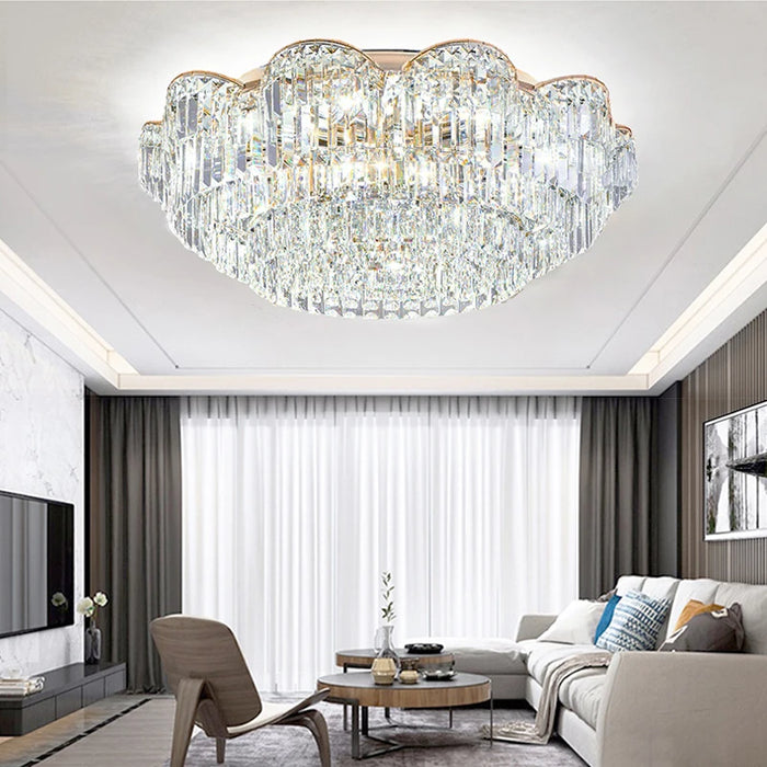 New Gold Luxury 2023 LED Ceiling Chandeliers for Living Room Modern Crystal Hanging Lamp for Ceiling Home Decor Lustre Lighting