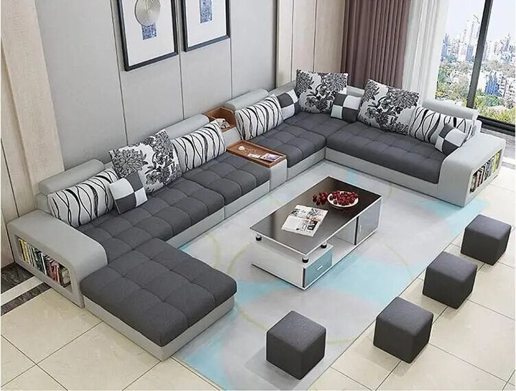 Hot Sale Living Room Fabric U Shape 7 Seater Furniture Sofa Nordic Set Luxury Modern Sofas