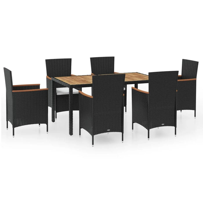 7 Piece Patio Dining Set with Cushions Poly Rattan A Outdoor Table and Chair Sets Outdoor Furniture Sets