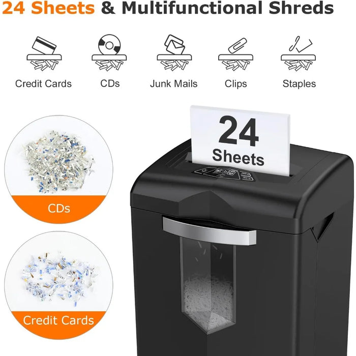 Bonsaii Heavy Duty Paper Shredder, 24 Sheet 60 Mins Large Office Crosscut Shredder for Commercial Use, 7 Gal Pullout Bin C144-D