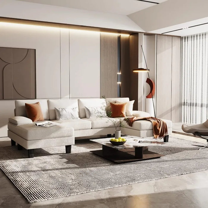 YESHOMY Convertible Sectional Sofa U-Shaped Couch with Soft Modern Cotton Chenille