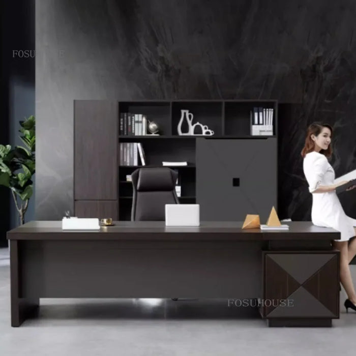 Luxury Office Writing Multifunctional Desks Office Furniture Manager Executive Desk Table and Chair Set with Non Slip Mat K