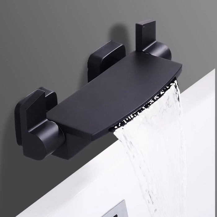 Waterfall bathtub faucet in-wall hot and cold shower set wall outlet side faucet bathroom full copper mixing valve
