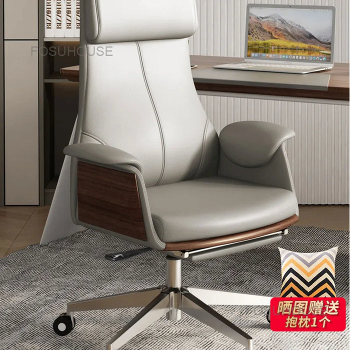 Leather Office Chairs Business Computer Chair High Back Study Boss Chair Lifting Swivel Armchair Gaming Chair Bedroom Furniture