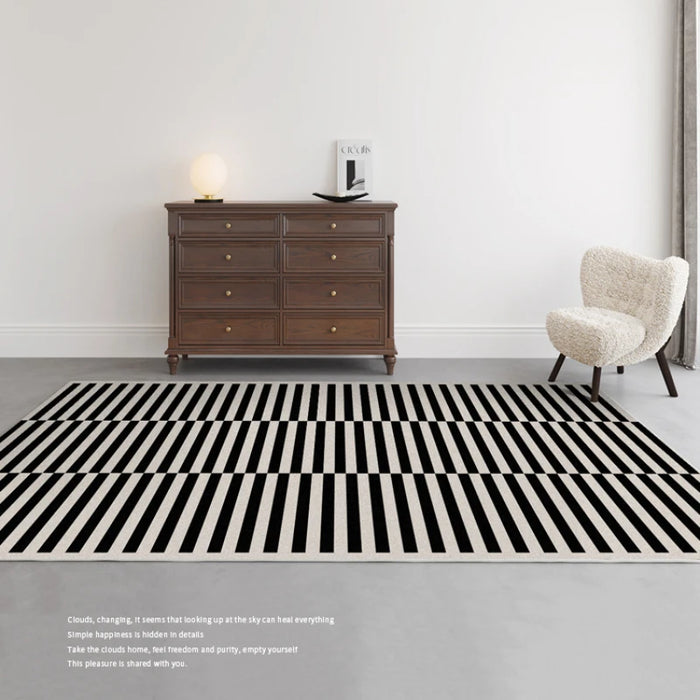 Light Luxury French Modern Plaid Living Room Carpet Bedroom Bedside Retro Striped Large Area Decorative Rugs Non-slip Floor Mat