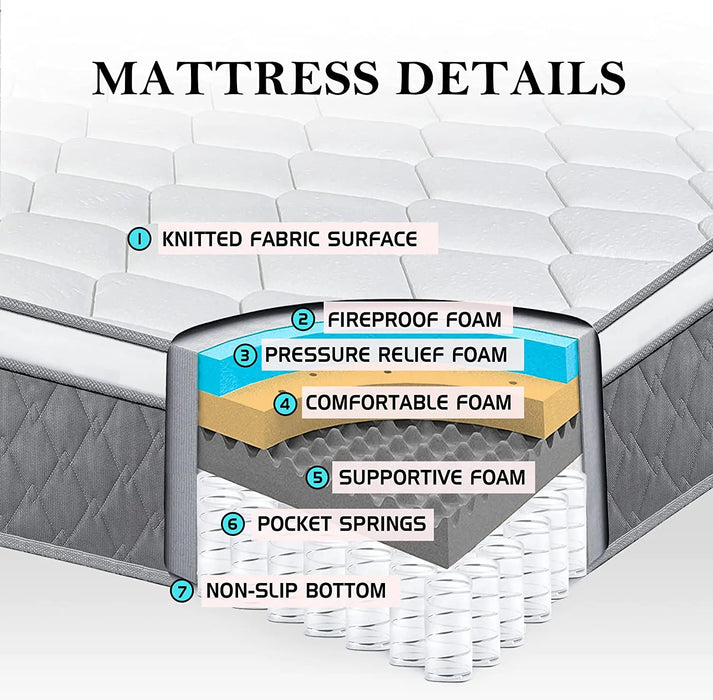 CHEVNI  Mattress 10 inch Hybrid Mattresses Individual Pocket Springs with CertiPUR-US Gel Memory Foam Mattress in a Box Medium F