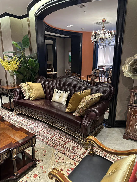 Sofa European Classical Living Room Leather Combination Furniture