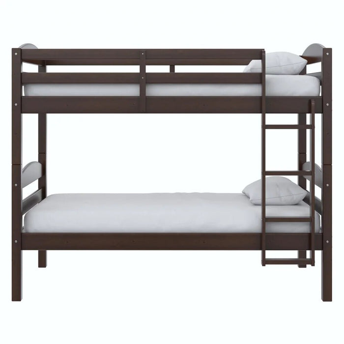 Better Homes & Gardens Leighton Solid Wood Twin-over-Twin Convertible Bunk Bed, Mocha bedframe  bedroom furniture