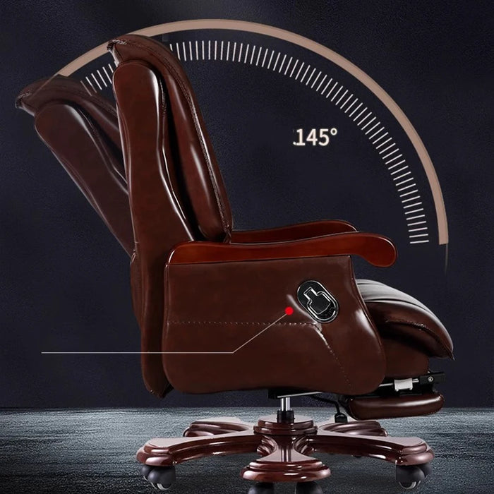 Solid Wood Office Chair Organizer Elastic Leather  Adjustable Executive Roller Office Chair Swivel Luxury Chaises Furniture