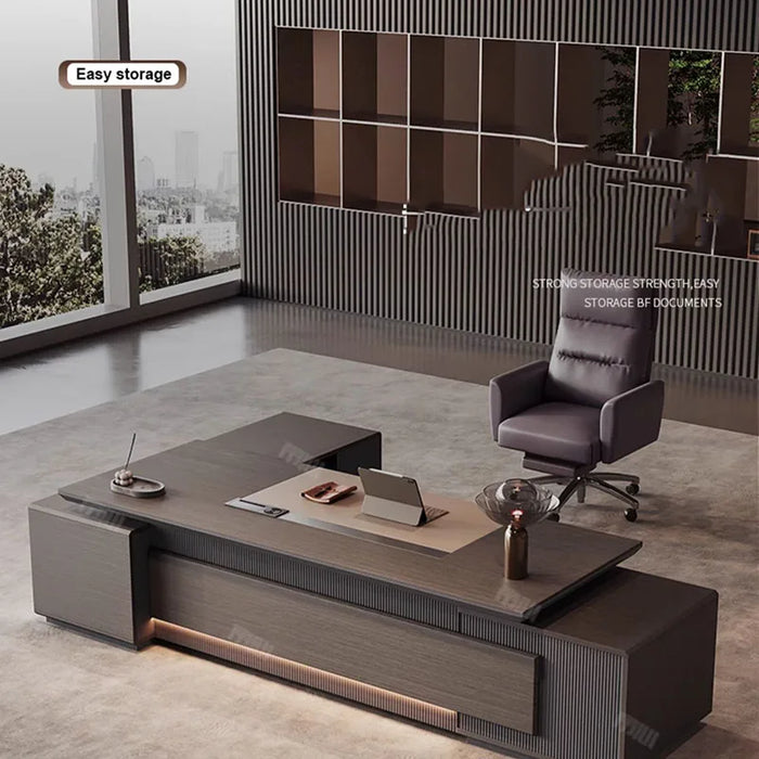 Executive Writing Office Desk Study Corner Modern  Black Desk L Shape Shelf Mesa Para Computador Office Desk Table Furniture