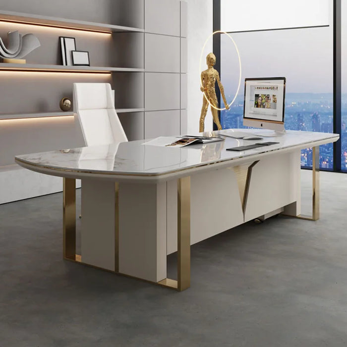 Standing Office Desk Vanity Drawers Reception Luxury Writing Desk Meeting Executive Storage Scrivania Con Cassetti Furniture