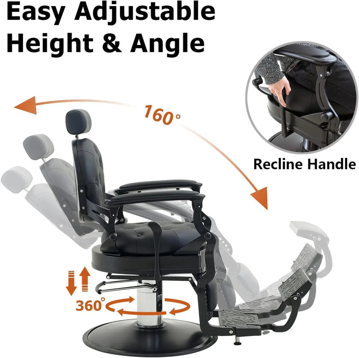 Barber Chair Hair Salon Chair Heavy Duty 700 LBS for Hair Stylist Barber Beauty Tattoo Massage(Barber Chair Black)