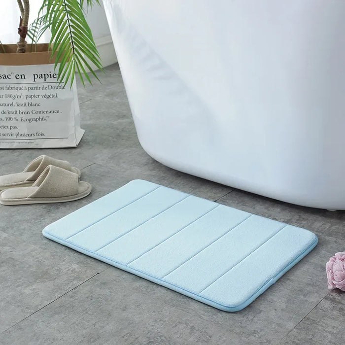 Bath Mat Bathroom Anti-Slip Coral Velvet Rug Kitchen Entrance Carpet Bath Rug Stripe Doormat Water Super Absorbent Floor Mat
