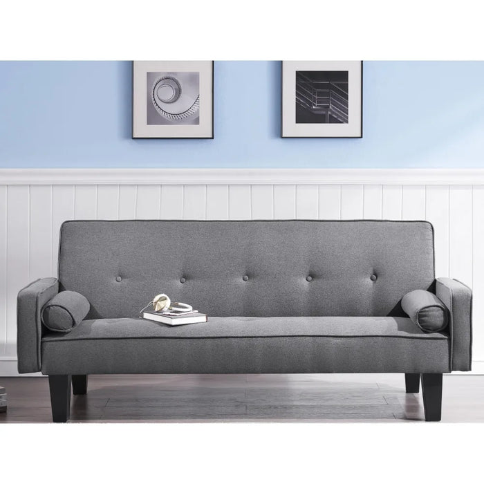 Apartment Modern Sofas for Living Room 72" Futon Sofa Bed Upholstered Folding Futon Fabric Couch Gray Convertible Puffs Air Home