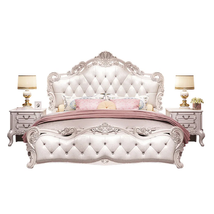 Wood Modern Whitr Double Bed King High End Twin Frame Double Bed Luxury Sleeping Letti Matrimoniali Furniture For Bedroom