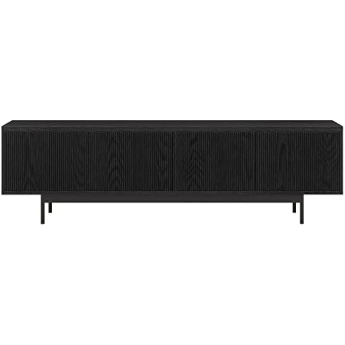 Living room TV cabinet with TV stand legs, can accommodate 75 inch TV, 70 inches wide, black