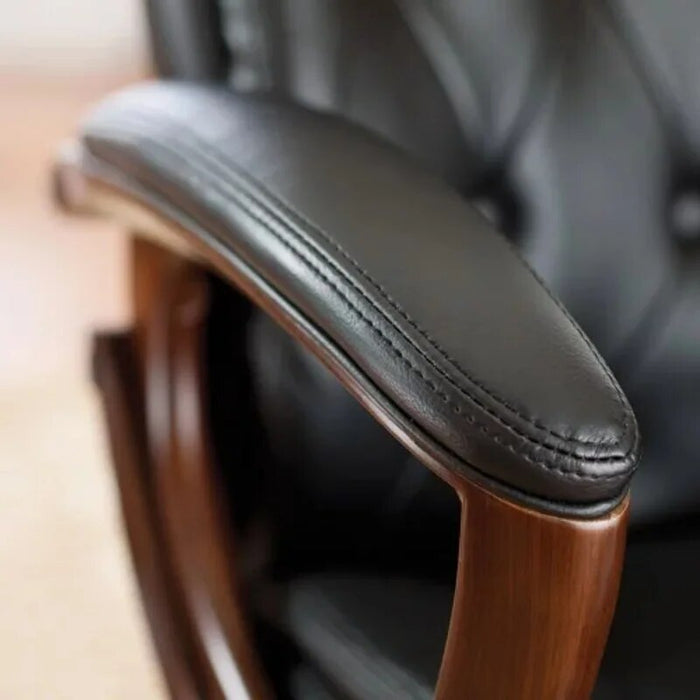 Executive, Mid-Back Manager's Office Chair with Arms, Black Bonded Leather