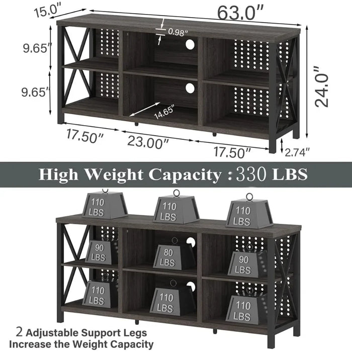 Tv Stand Living Room Furniture Industrial TV Stand for 75 Inch TV Free Shipping Large Rustic Wood and Metal Entertainment Center